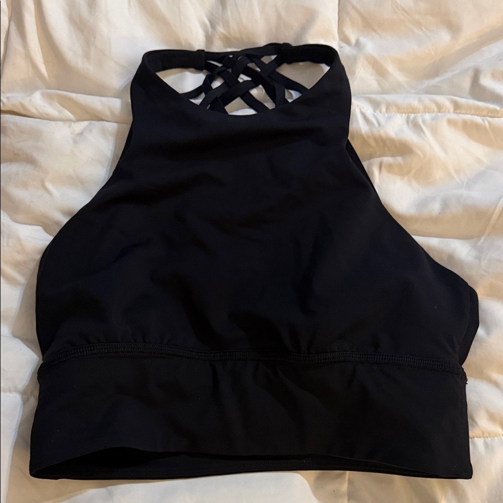 Lululemon Black High-Neck Sports  Bra- Size 4